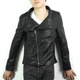 Leather Jacket with exaggerated collar