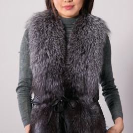 Ladies’ Silver Fox Fur Combo Leather Waistcoat