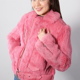 Ladies’ Leather Combo Rabbit Fur Jacket
