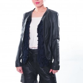 Ladies’ Silk Combo Leather Jacket