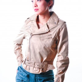Ladies’ Metallic Foil Leather Jacket