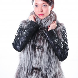 Ladies’ Snake Skin Combo Fox Fur Coat